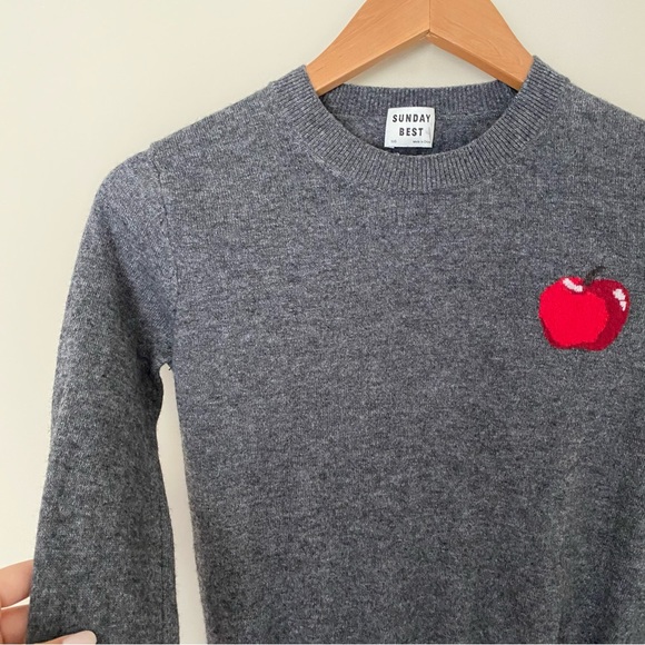 SUNDAY BEST Gray Crop Wool Apple Sweater - Picture 3 of 9